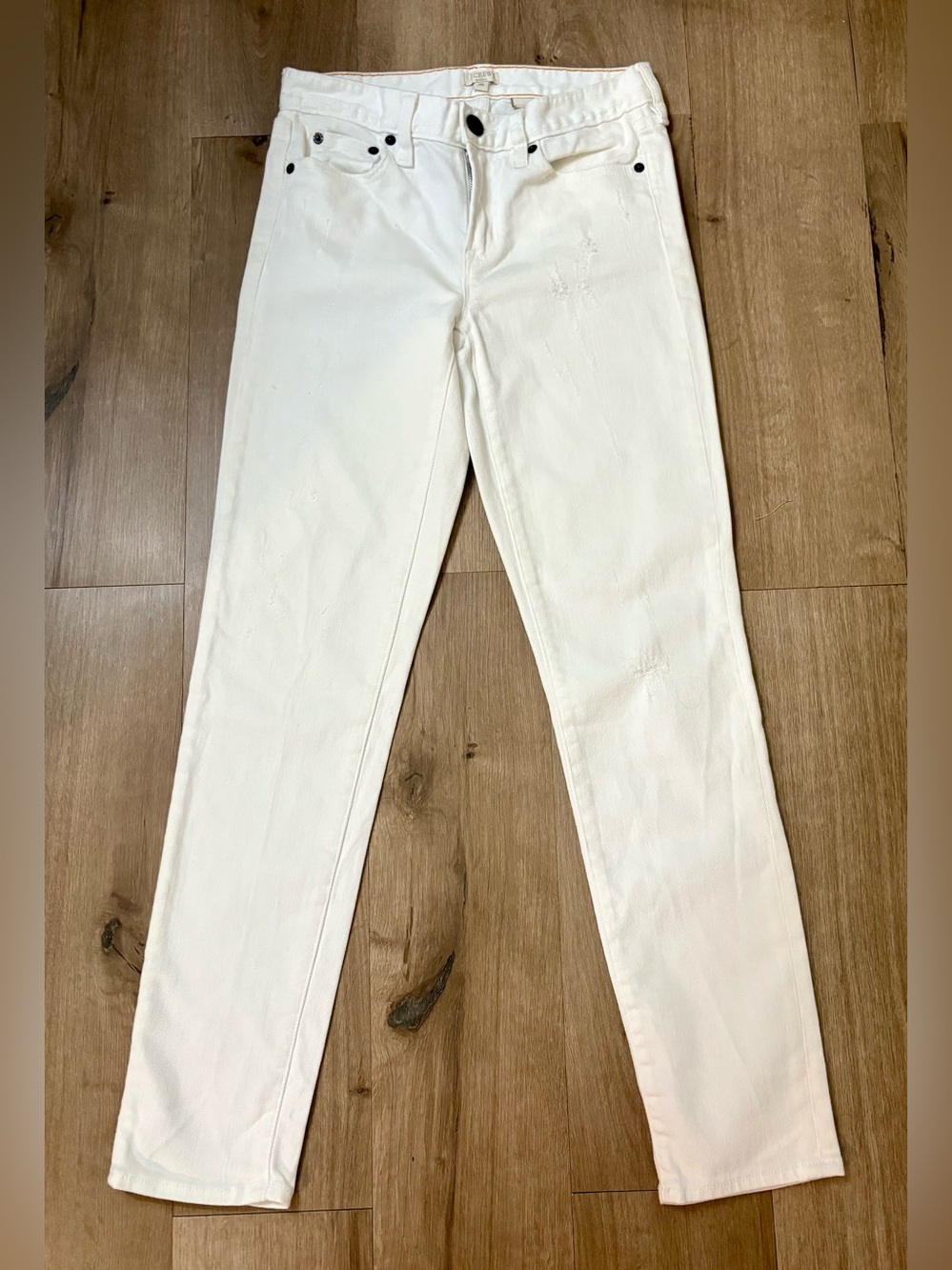 Women’s J.Crew Factory Stretch Distressed White Skinny Jeans - Size 26